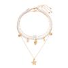 3-Layer Boho Beach Imitation Pearl Choker Necklace Set for Women Gold Color Starfish Scallop Pendant Summer Vacation Jewelry
