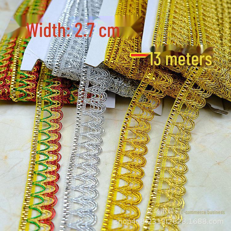 Gold & Silver Sequin Lace for Dance Costumes, 2.7 Cm Wide, 13 Meters