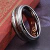 Fashion Copper Color Men's Stainless Steel Rings Koa Wood Deer Antler Inlay Dome Engagement Rings For Men Women Wedding Jewelry