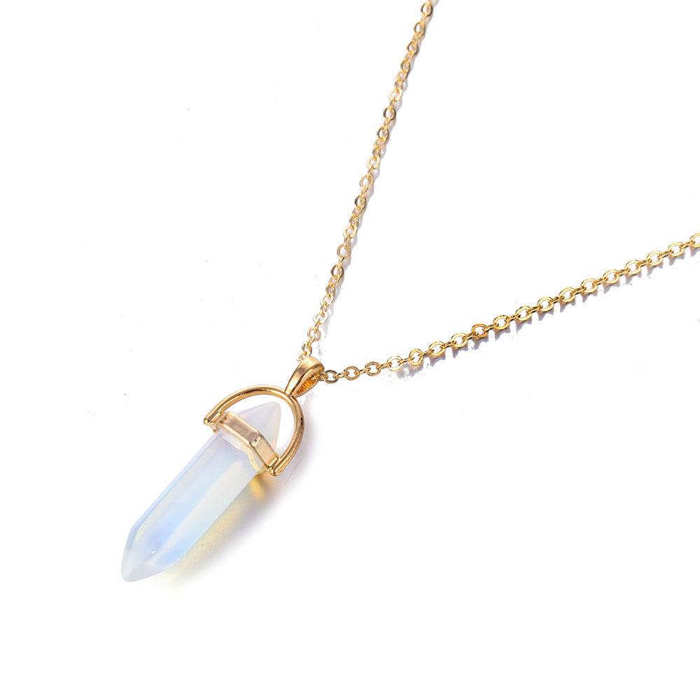 Fashion Trend Crystals Necklace Bohemian Hexagon Opal Pendant Necklace Female Hexagon Crystal Neckl Fashion Trend Crystals Necklace Bohemian Hexagon Opal Pendant Necklace Female Hexagon Crystal Neckl