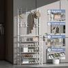 2 In 1 Shoes Clothes Organizer Multipurpose Carbon Steel Coat Rack Space Saving Floor Shoe Shelf Multi-layer Storage Organizer
