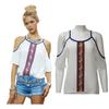 Trendy Casual Printed Off-shoulder Chiffon Blouse For Women Spring 2016