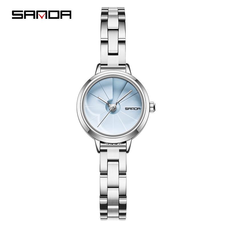 Sanda Korean Style Women's Waterproof Steel & Leather Strap Business Watch