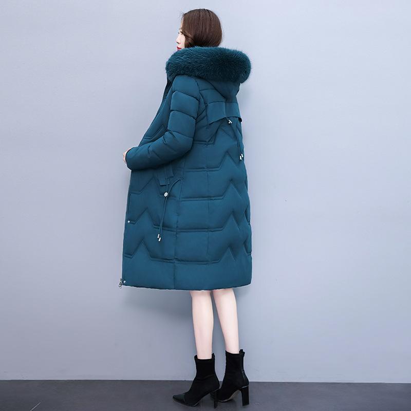 Down cotton-padded clothes women's new winter long over-knee thickened cotton-padded clothes slim and thin cotton-padded jacket