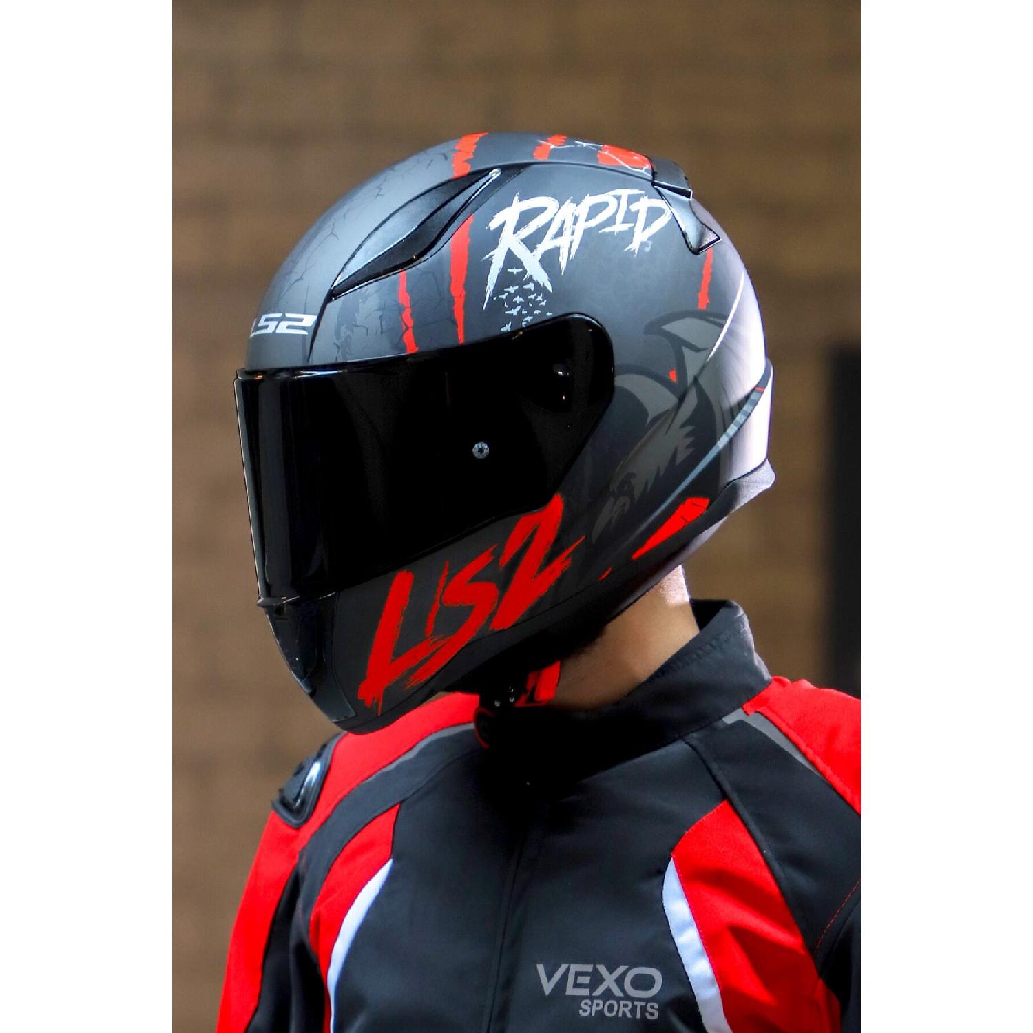 

Rapid Raven Matte Black-white-red Helmet