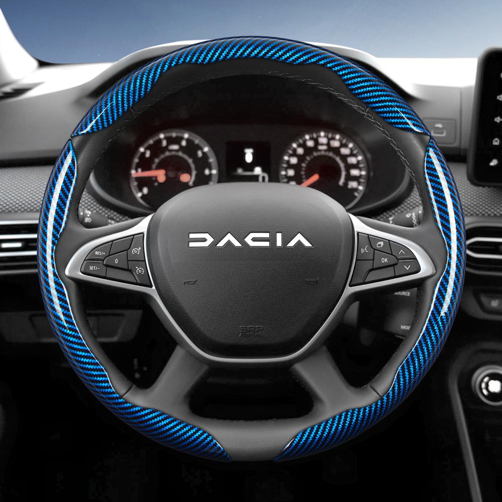 vcxja9 Suitable for Dacia Carbon Fiber Texture Steering Wheel Cover with Segmented Quick-Release Design, Durable, Compatible with Models Such as