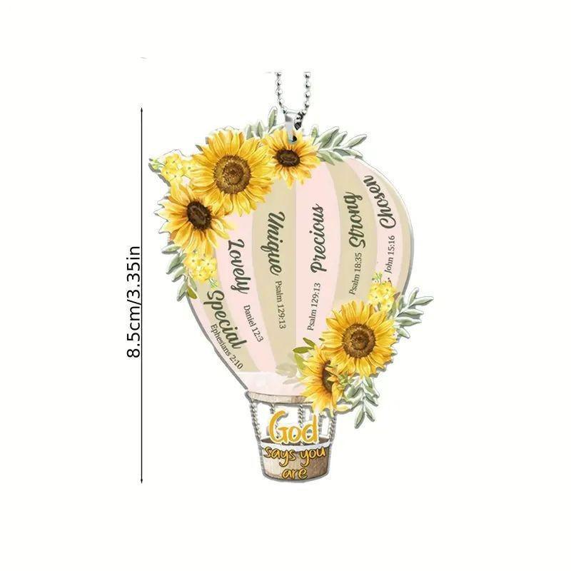 Charming Acrylic Sunflower Car Hanging Ornament Cute Cartoon Decorative Accessory 1