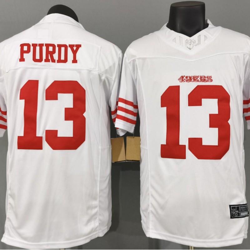 San Francisco 49ers Brock Purdy 13 White Embroidered NFL Football Jersey Mens Authentic Style