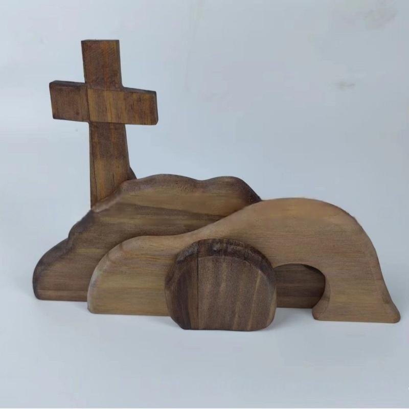 

Living Room Bunny Decoration Home Easter Resurrection Scene Set He Is Risen Wooden Tabletop Centerpieces Decoraciones 2025