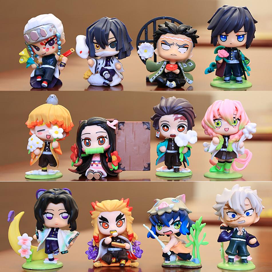 In Stock Demon Slayer Kimetsu No Yaiba Cute And Charming Blind Box Full Character PVC Model Playthings Figure Desktop Ornaments Collectible Gifts