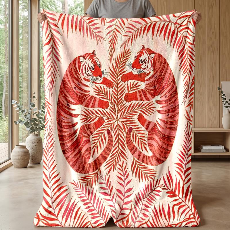Tiger Family in Jungle 8 Theme blanket Lightweight Warm Flannel Blanket Decorative Throw Blanket for Home Decoration