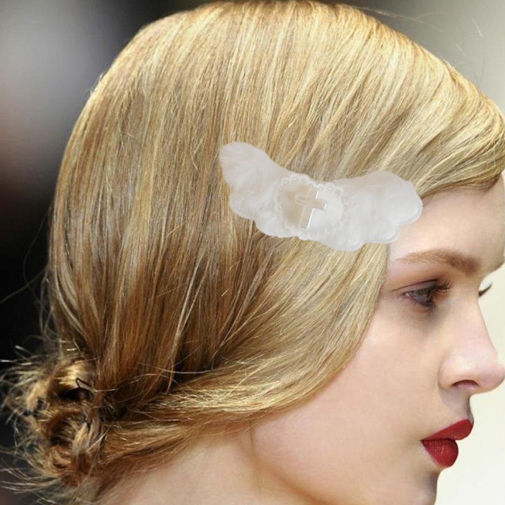 Gothic Y2K Angel Wing Hair Clip Aesthetics Sweet Cross Heart Hairpin Barrettes Bobbypins Hair Accessories for Side Bangs