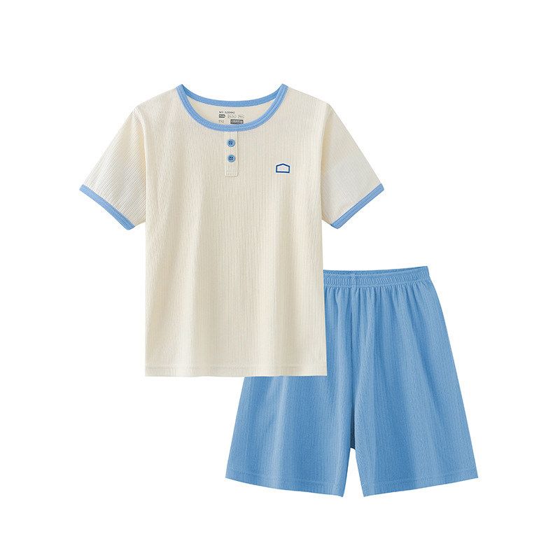 Short-Sleeved Suit, New Summer Style, Half-Sleeved Long Pants for Boys and Girls, Home Clothes, Dopamine Wear, Children's Clothing Two-Piece Set