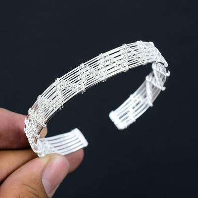 Bracciale di design avvolto con filo di rame argentato per lei