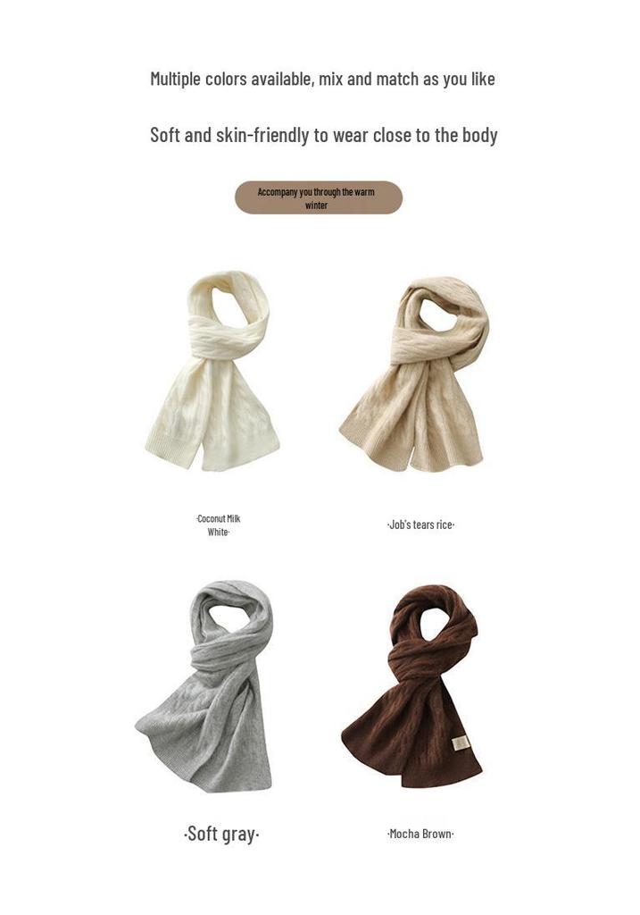 100% Pure Cashmere Cable Knit Scarf for Women and Men – Versatile Autumn/Winter Fashion Accessory