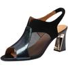 Fish Mouth Wearing Sandals Women's Summer 2025 New Patent Leather Breathable Thick Heel Hollow Mesh High Heel Cool Slippers