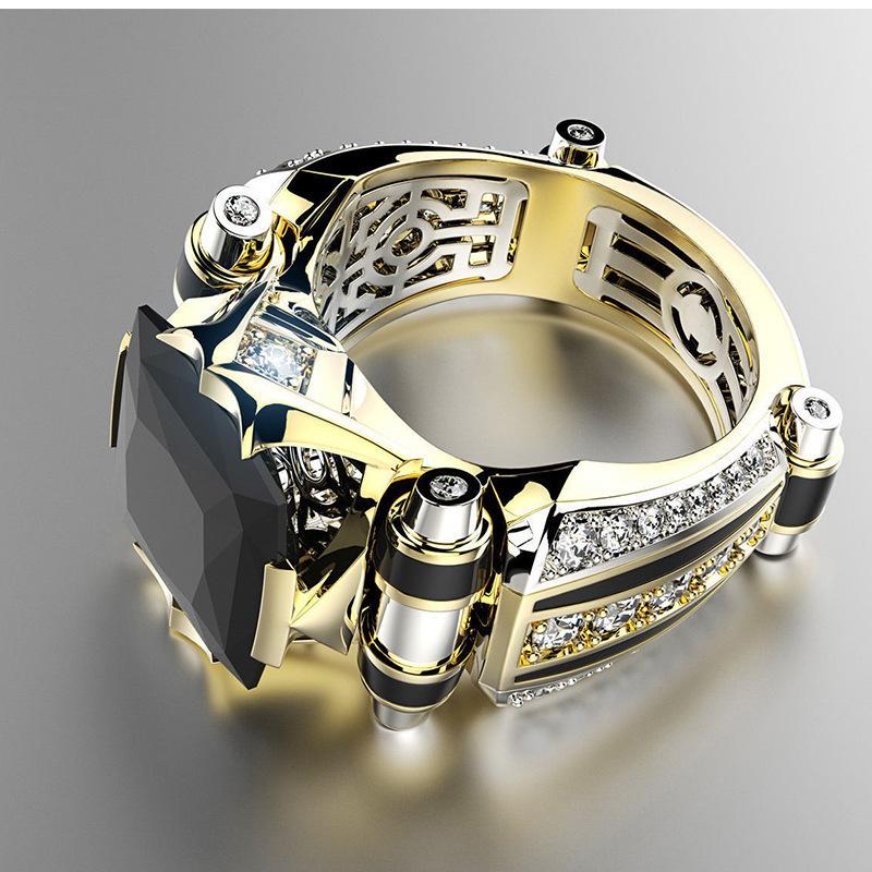 Diamond-Encrusted Domineering Ring Creative Color Separation Engagement Jewelry For Men And Women
