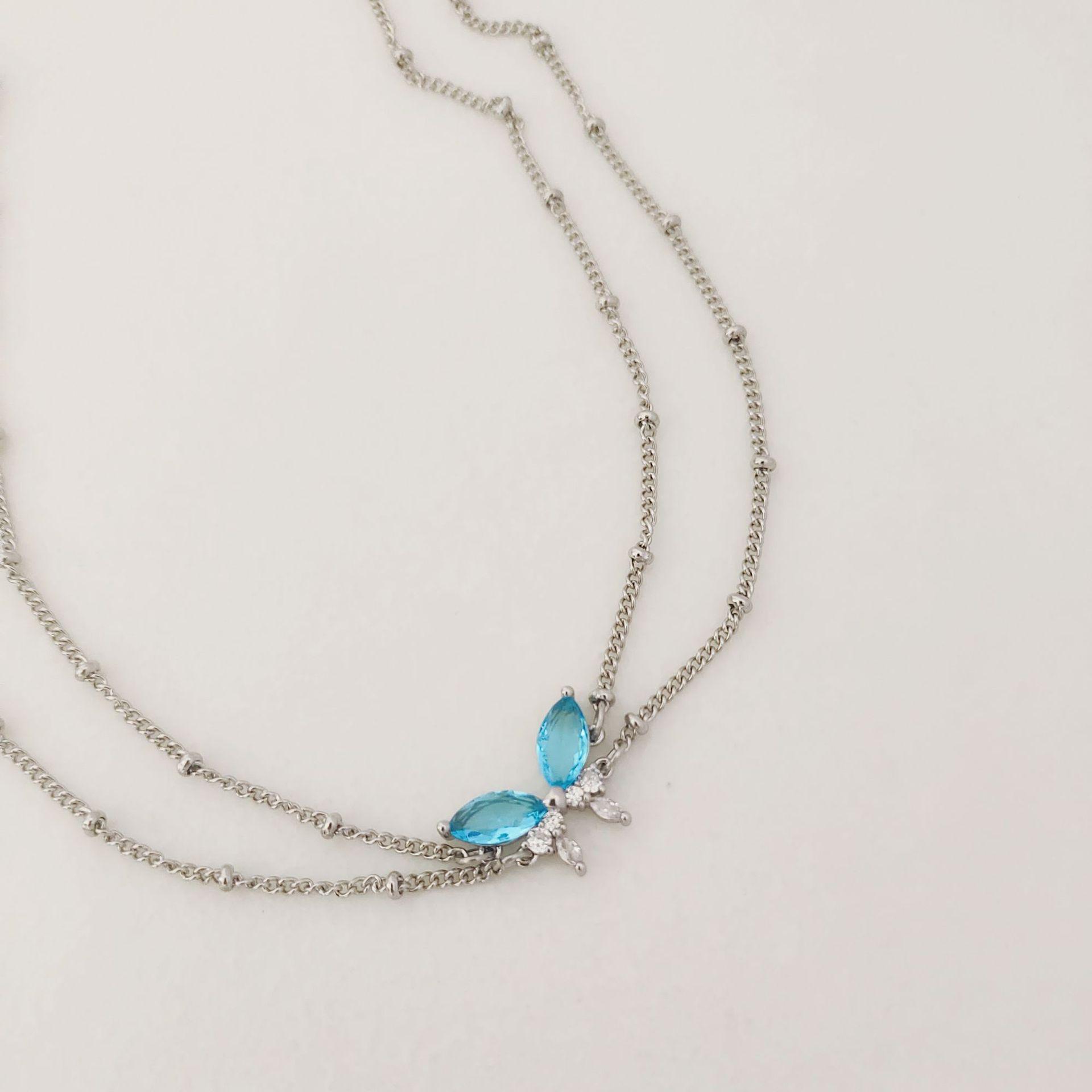 

Подвеска-бабочка из циркона цвета «ледяной синий» - Изысканная минималистичная цепочка для ключиц для милого и пикантного стиля.