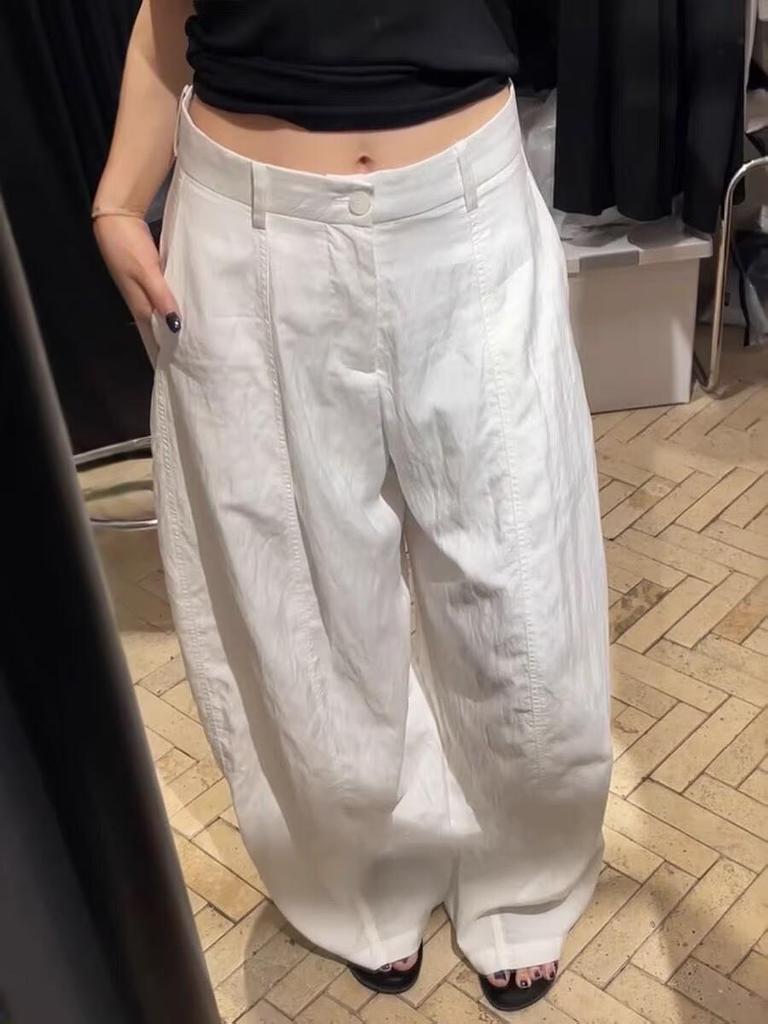 White Quick-Dry Tencel Wide-Leg Pants: Spring 2026 High-Waisted, Lightweight, Breathable & Slimming Casual Wear