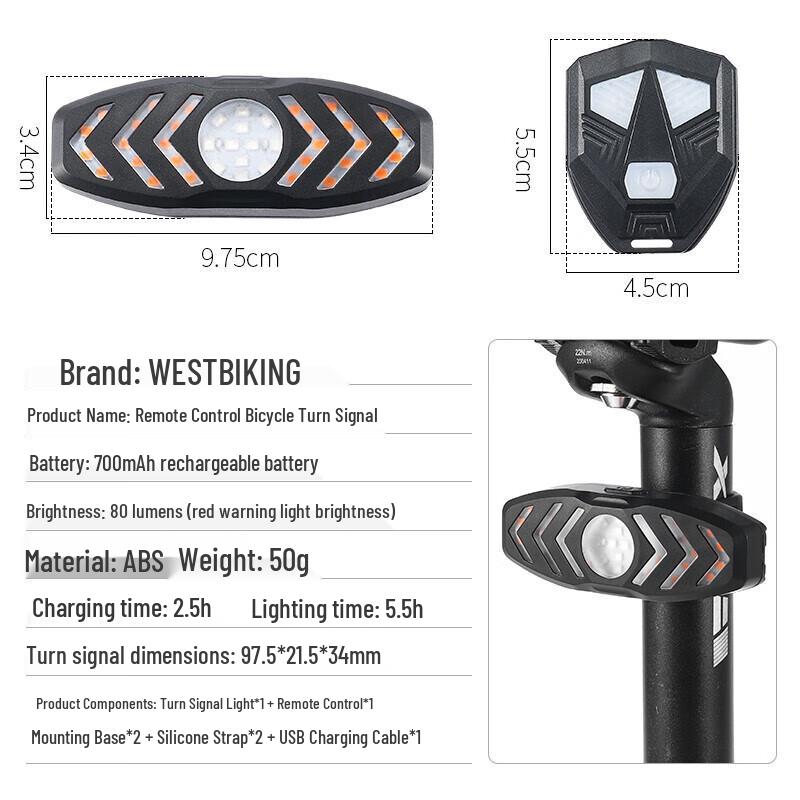 WestBiking Bicycle USB Rechargeable Taillight