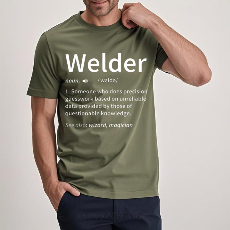 

Comfortable Boys Crew Neck tshirt Graphic Welder Noun Definition Precision Guesswork Unreliable Data Wizard Magician Trendy Men 4XL