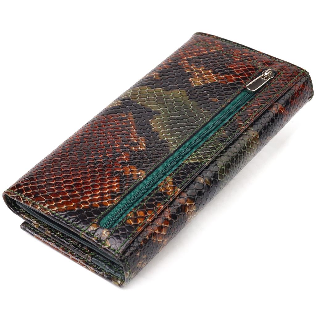 Women's Horizontal Wallet Made of Genuine Leather with Snake Embossing CANPELLINI Wallet 21648 Multicolour