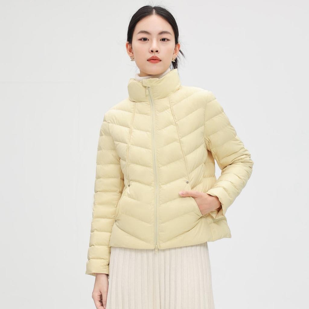 European lightweight down jacket for women, short new winter petite fashion stand-collar white duck down mini jacket
