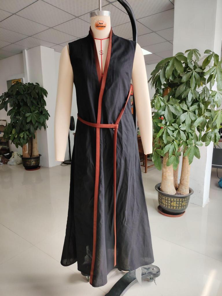 2026 Women's Color Block Sleeveless Stand Collar Cotton Linen Dress