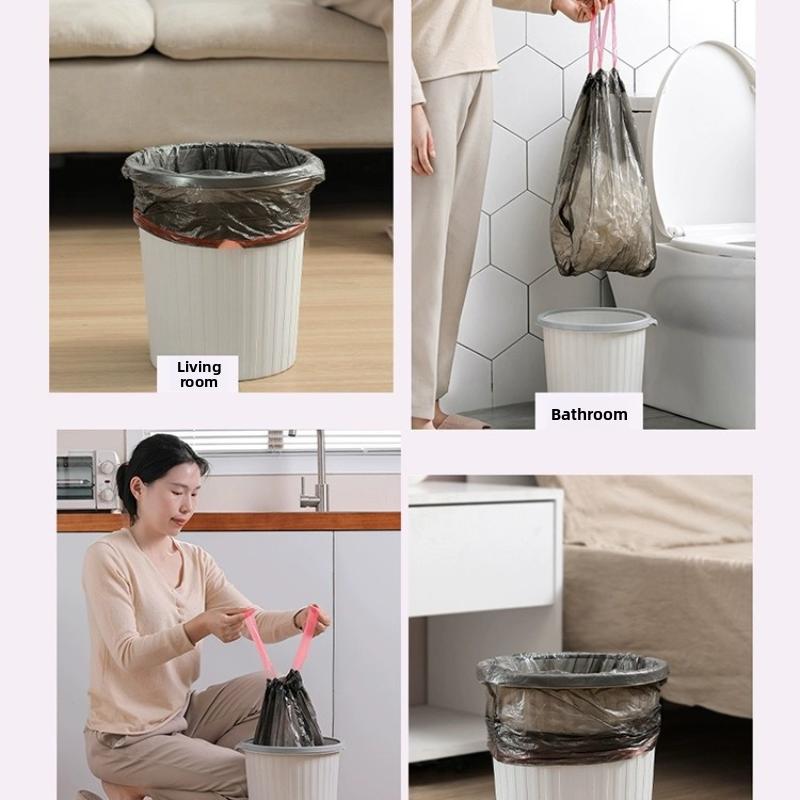 Büzgü İpli Çöp Torbaları, El Tutmalı Otomatik Kapanan Plastik Çöp Torbaları, Ekstra Kalın ve Büyük Boy, Mutfak ve Salon Çöp Torbaları