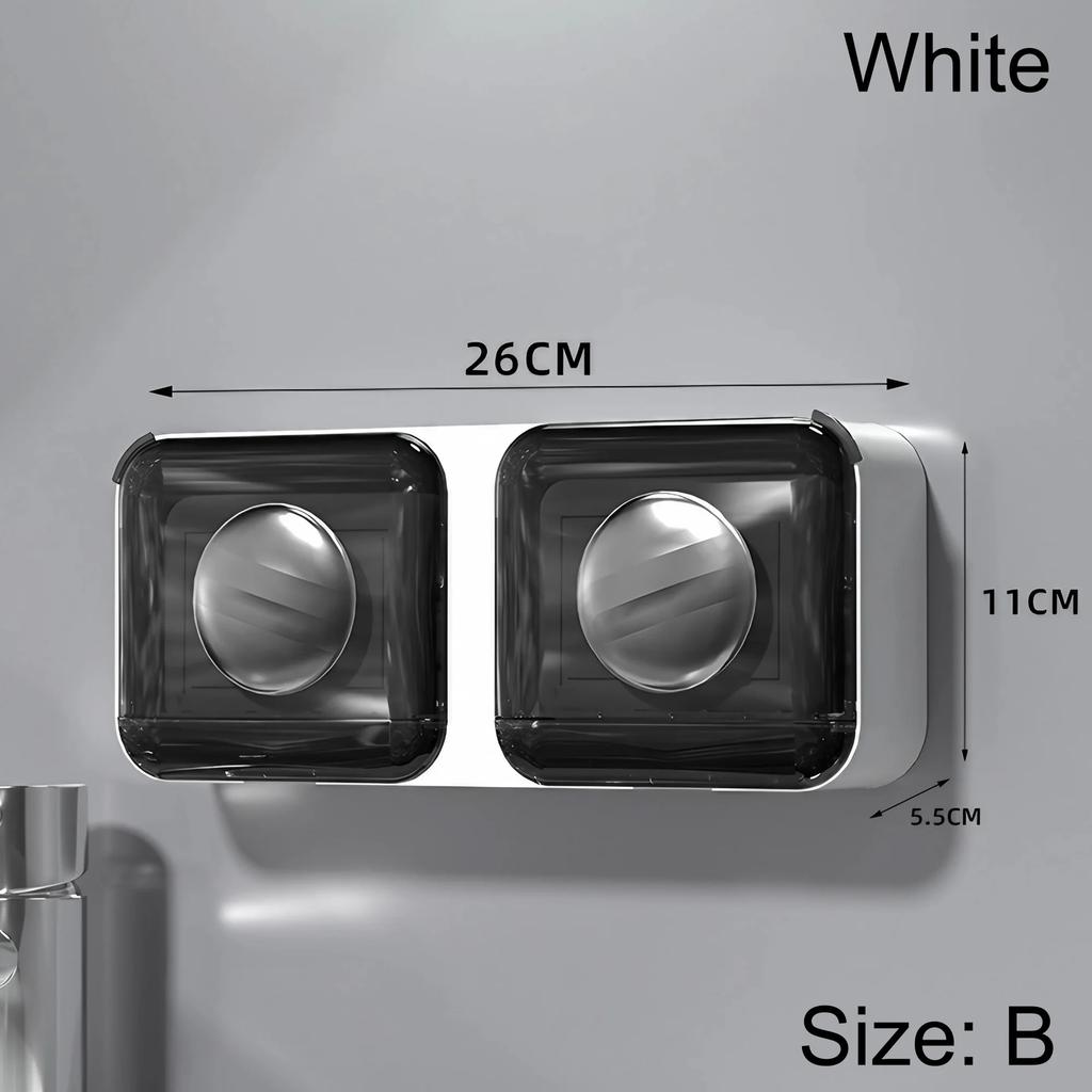 1PC Luxury Soap Dish Wall-Mounted Soap Box with Lid Suitable for Bathroom and Toilet No-Drill Drainage Design