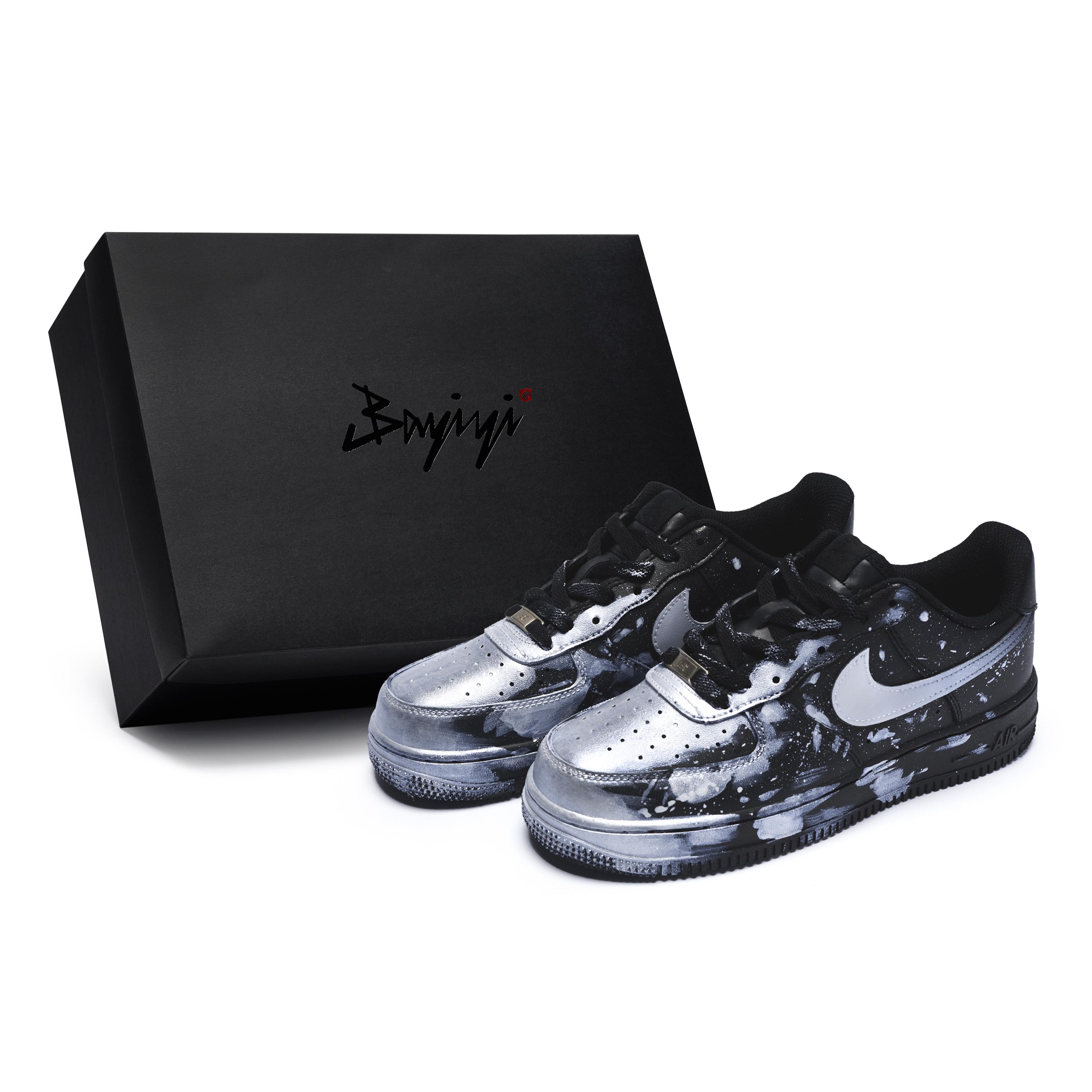 

Nike Air Force 1 Skateboard Shoes Unisex Low Top Silver/Black CW2288-001(Team80-S-BOX) 40