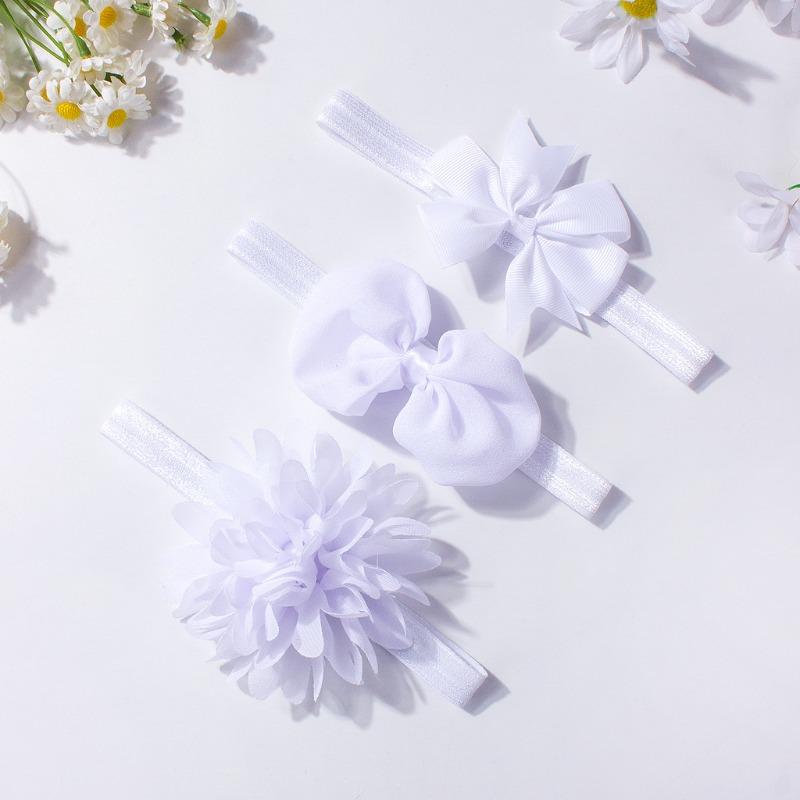New Baby Headband, Children's Nylon Bow Flower Headband, Three-piece Set Baby Elastic Hair Accessories