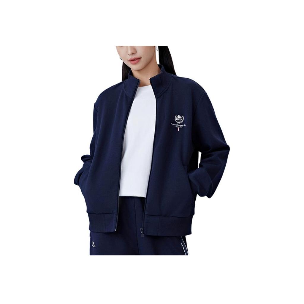Kappa Full Zip Stand Collar Workwear Breathable Sports Casual Long Sleeve Jacket Women Jacket Dark-Night-Blue Black K0E62WK21-WLT
