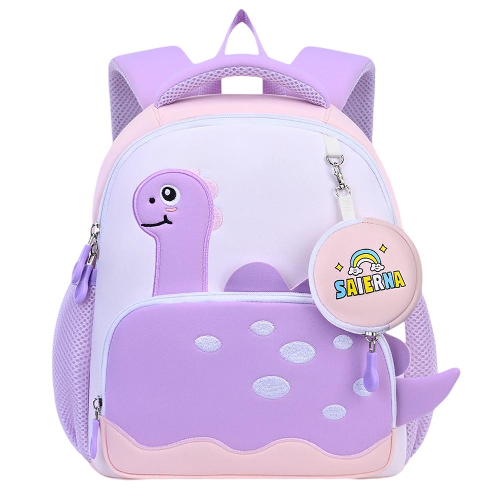 3D Dinosaur Cute Backpack Large Capacity Casual Bookbag Multi Pocket Soft Back Pad Rucksack Travel Backpack with Matching Clutch