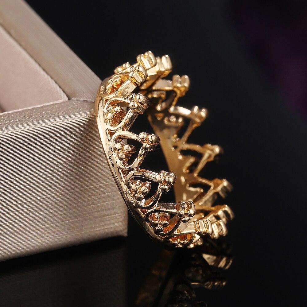 Simple & Classic Crown Women Rings 4 Metal Colors Available Wedding Bridal Ring Romantic Gift for Girl’s Birthday Party