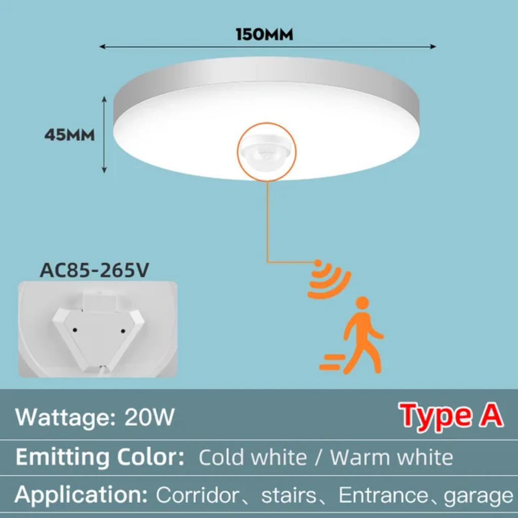 New Ceiling Lamp With Motion Sensor 40W 30W 20W 18W 15W 12W  Ceiling Light Fixtures  Entrance Balcony Corridor 110V 220V