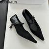 Fashion SUOJIALUN 2025 Spring New Brand Women Mary Jane Shoes Fashion Pointed Toe Ladies Elegant Pumps Shoes Thin High Heel Single Shoes