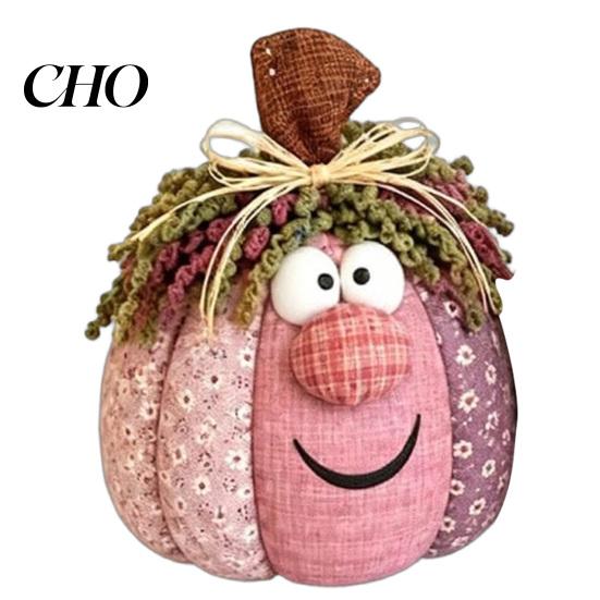 Soft Stuffed Pumpkins for Kids Room Whimsical Patchwork Pumpkin, Pumpkin Table Decor, Cute Smiling Face Decorative Fireplace Mantel Cloth Tabletop