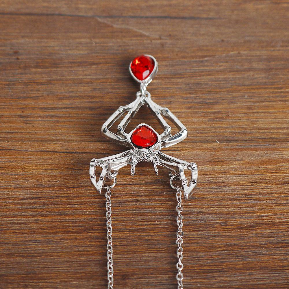 Red Water Drop Zircon Pendant Necklace, Spider Halloween Cosplay Sweet Cool Jewelry