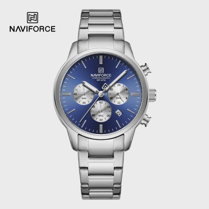 

Mans Wristwatch Chronograph Date Watches for Men Steel Strap Quartz Waterproof Clock Business Watch Full Silver