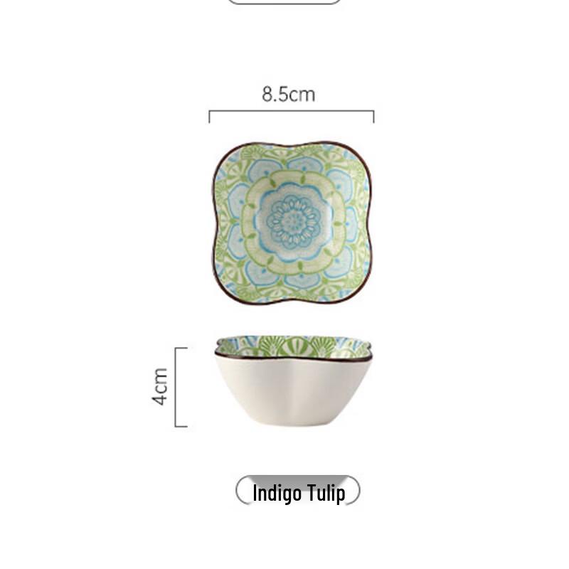 Dairuien Underglaze Ceramic Flower Condiment Dish Set of 3