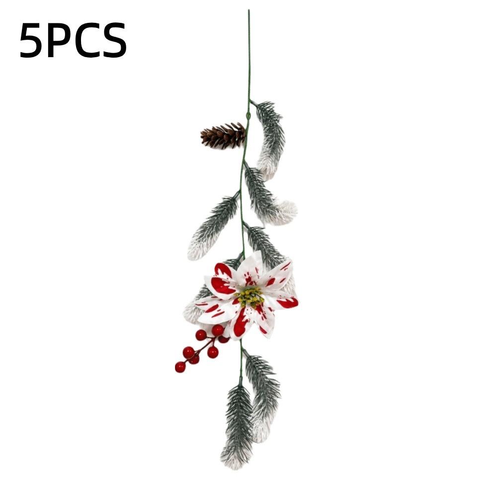 Gold Powder Christmas Wreath Artificial Poinsettia Fake Flower Wreath Holiday Decoration