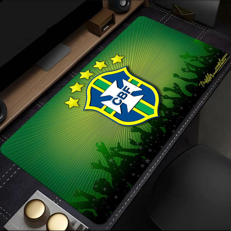 Brazilian Football Federation Emblem mouse pad, rubber base, esports desk mat, mouse pad for gamers and office use, gaming desk , easy to clean mat