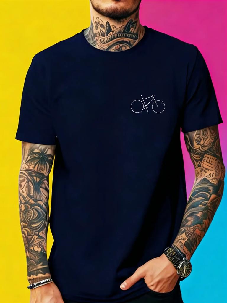 T-shirt Unisex Semplice Linea Singola Stampa Bici sul Petto Cotone Girocollo Manica Corta Amante del Ciclismo Casual Estiva Quotidiana Top Base
