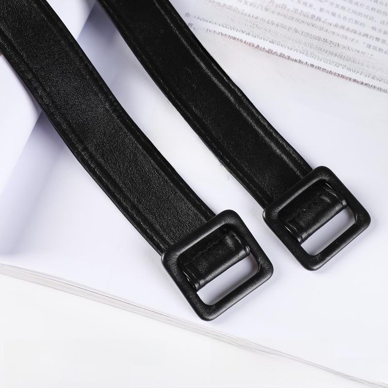 Women's Soft Leather Windbreaker Cuffs with Straps - Lace-Up, Decorative Cloth Accessory