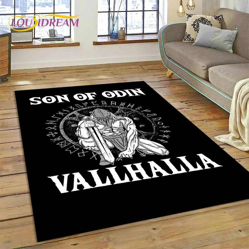 Viking Severská Mytologie Odin Valhalla Symboly Koberec Kobereček pro Domov Obývací Pokoj Ložnice Pohovka Rohožka Dekor, dětská Protiskluzová Podložka na Podlahu