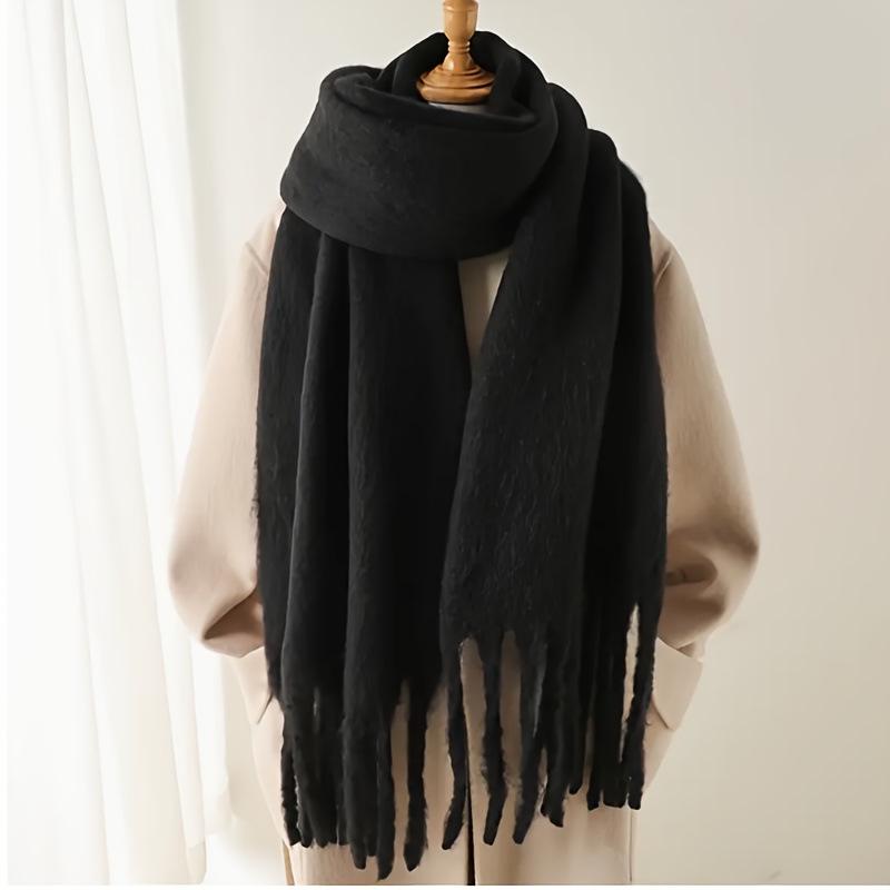 Korean Style Thickened Solid Color Scarf for Women, Autumn/Winter 2025 - Versatile, Warm Shawl for Students