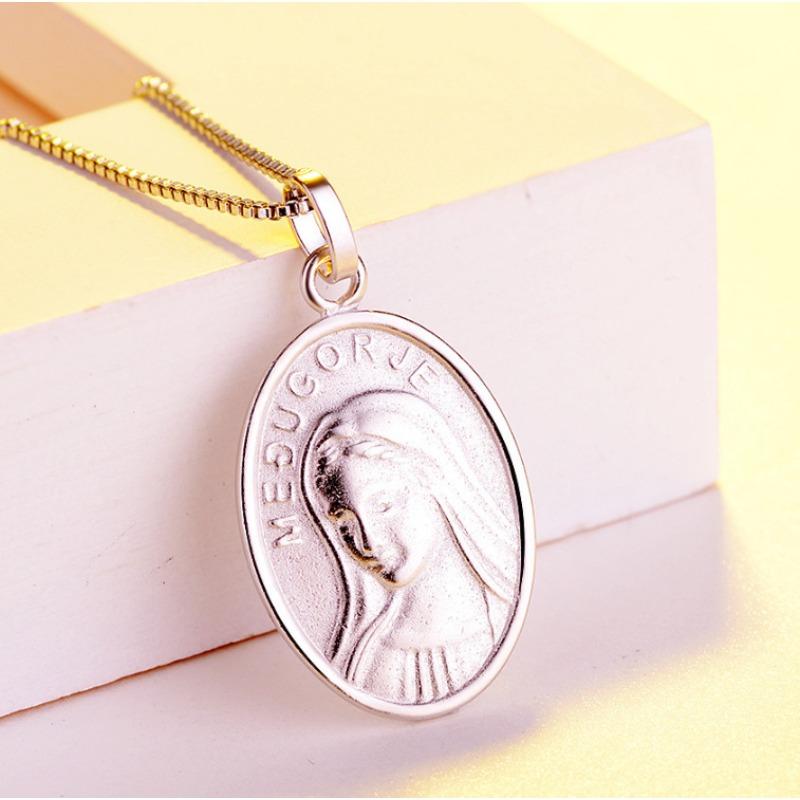 Pandantiv de marca Fecioara Maria din argint 925, simbol creștin, pandantiv cu noroc