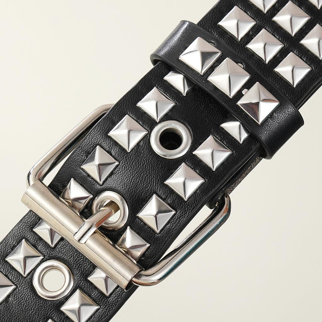 Square Bead Rivet Belt Metal Pyramid Belt Men'S And Women'S Belt Punk Hardware Jeans Belt