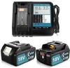 Amoresbat Compatible Makita 18V Charger BL1860B High Capacity DC18RF Charger with LCD Compatible with Makita 18V and Features LED Battery Level Grade